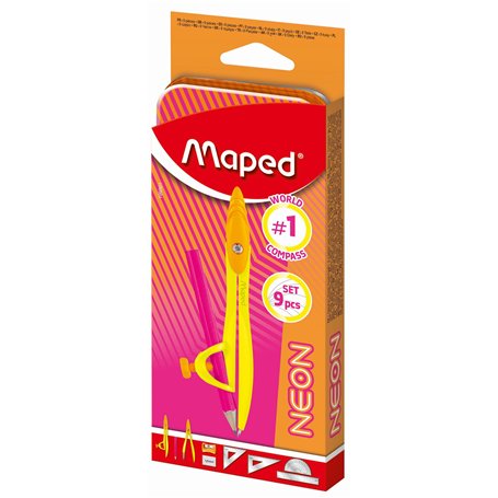 Maped - Set Complet de Géométrie et Mathématiques - 2 Compas (Bague et Mine)