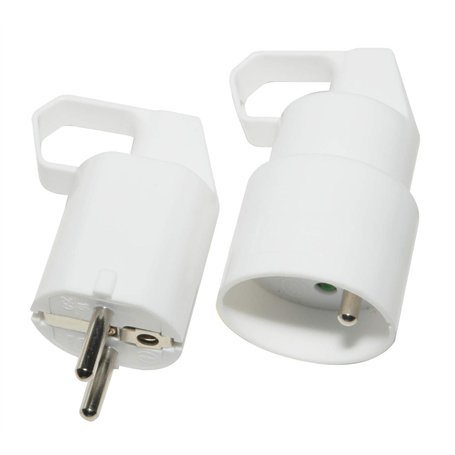 2 fiches électriques 16A + terre à anneau. Une mâle + une femelle