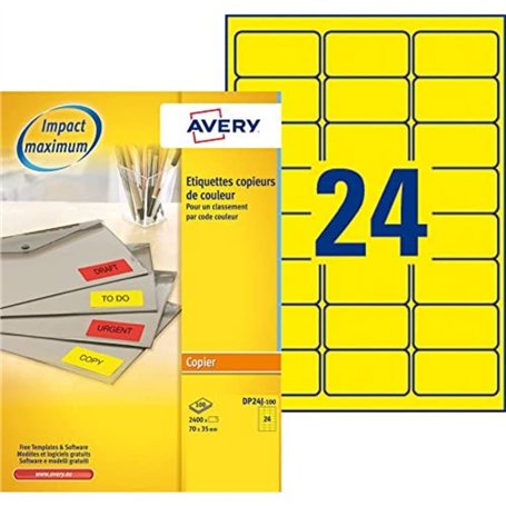AVERY - Boite de 2400 étiquettes autocollantes jaunes fluo multi-usages