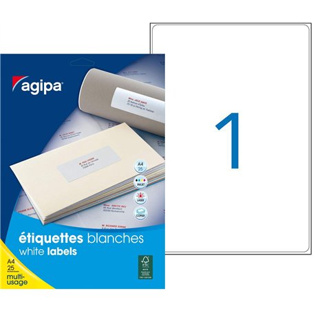 Apli 119620 Pochette de 25 Etiquettes multi-usage A4 199