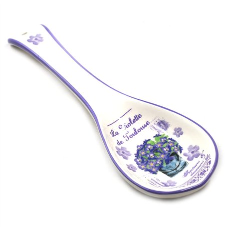 Faye La Violette de Toulouse - Repose Cuillère Céramique Blanche Violettes - 23