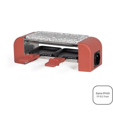 Raclette 2 personnes connectable - LIVOO - DOC310R - 450W - 2 personnes - Thermostat automatique - 2 spatules en bois et 2 caque