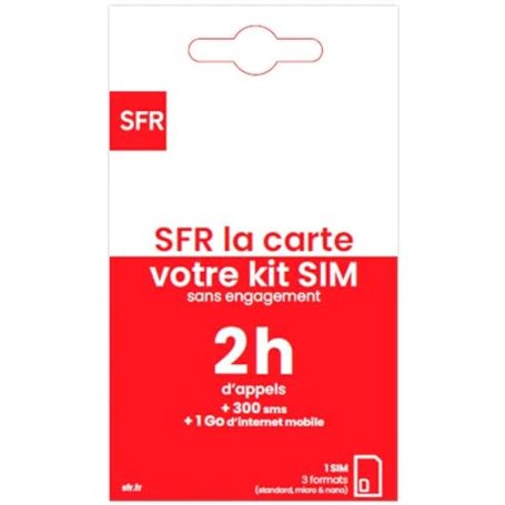 Nouveau SFR la Carte 2h appels + 300 SMS +1Go d'internet sans Engagement