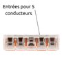 Wago - Lot de 5 bornes de raccordement S221 Compact - Connexion rapide - 5 conducteurs avec leviers 4mm² - Orange