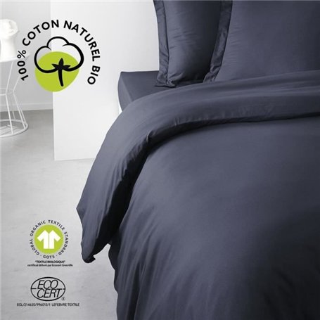 Parure de lit - TODAY - 240 x 260 cm - Coton 100% - Organic Navy - GOTS certifié