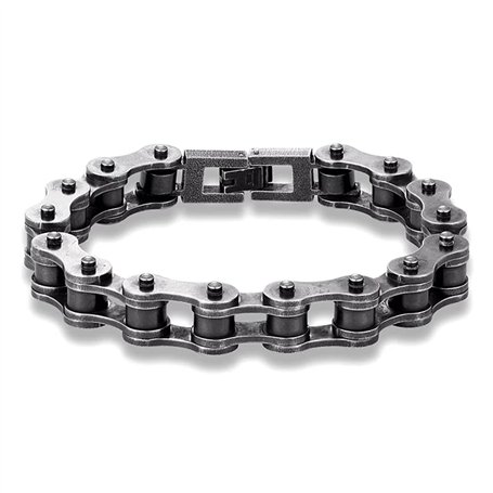 ZENSE - Gourmette chaîne de moto homme acier inoxydable noire vintage ZB0357