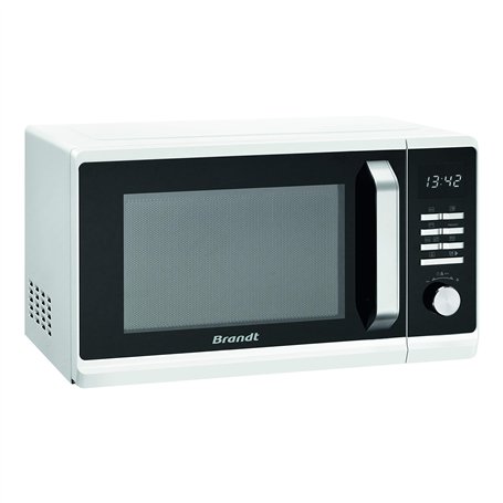 Brandt - SE2302W - Micro-ondes - Autoprogramme - Cavité Inox - Mode Décongélation - 23 L - 800 W - Blanc et Noir