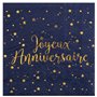 Chal - 20 Serviettes Bleu Marine et Or Joyeux Anniversaire
