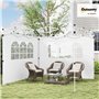 Outsunny Parois latérales de Rechange Barnum tonnelle 3 x 3 ou 3 x 6 m 2 pièces 2 Grandes fenêtres Blanc