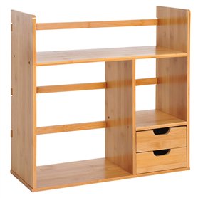 HOMCOM Organiseur de bureau avec tiroirs Bibliothèque multifonctionnel Étagère de Rangement pour Maison École Bureau en Bambou N