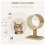PawHut Arbre à Chat en Cercle avec griffoir en Jute et Jouet de Souris Coussin en Peluche Doux en Panneaux de Particules 40 x 30