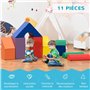 HOMCOM 11 Blocs de Construction en Mousse - modules de motricité - Jouets éducatifs - Mousse EPE revêtement PU Multicolore