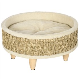 PawHut Panier Rond Chien lit pour Chien canapé pour Animaux sur Pieds Style Cosy Chic Grand Confort Coussin Moelleux intégré Ø 4
