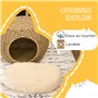 PawHut Niche pour Chat lit pour Chat Panier Chat masion de Chat en résine tresée Imitation rotin Coussin Doux Ø 40 x 30 cm Marro