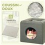 PawHut Maison Niche pour Chat 2 Niveaux avec Coussin Moelleux en Peluche - 36,5 x 36,5 x 33 cm Gris