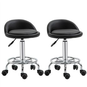 HOMCOM Lot de 2 Tabouret à Roulette Tabouret de Travail pivotant 360° - Assise réglable 47-62H cm