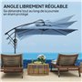 Outsunny Parasol déporté carré 3 x 3 m, parasol de jardin extérieur avec manivelle, base croisée, parasol inclinable et rotation
