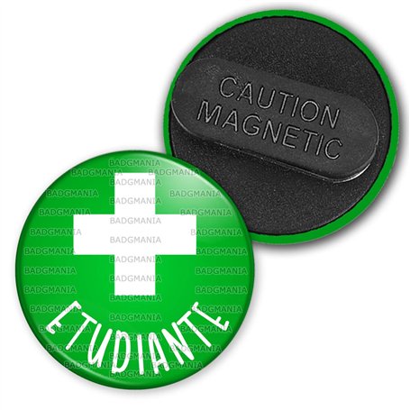 Badgmania Badge Magnétique 3.8cm Etudiante en Pharmacie Croix Fond Vert Identifiant Pharmacie