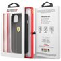 Ferrari Étui de protection en cuir véritable pour iPhone 13" avec deux lignes rouges, fermeture facile à clipser, absorption des