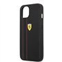 Ferrari Étui de protection en cuir véritable pour iPhone 13" avec deux lignes rouges, fermeture facile à clipser, absorption des