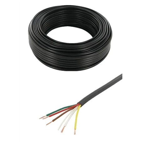 cyclingcolors Câble de remorque 5 fils 12 / 24V 12A câble électrique 5 conducteurs PVC noir Caravane Camion Automobile Véhicule