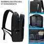 Waytex 71070 Sac à Dos confort Ordinateur 15 pouces et tablette Documents avec port USB et Audio Jack - Imperméable - Noir