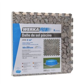 WERKA PRO Dalle pour Piscine imprimé Galet 50x50cm 1cm épaisseur 8 pièces