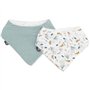 Lot x2 bavoirs bandana - DOMIVA - TU - Mousseline - Celadon imprimé au fil de l'eau