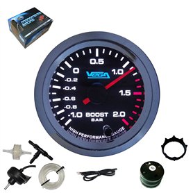Manomètre Vega® haute précision pression turbo -1 à 2 bars 7 couleurs 52 mm