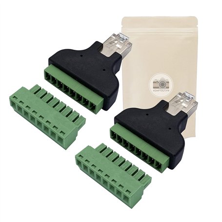 2X Bornier RJ45 Male Domino 8 Voies sans Soudure