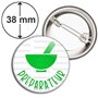 Badgmania Badge Broche 3.8cm Identifiant Pharmacie | Préparateur en Pharmacie | Mortier Vert Fond Blanc