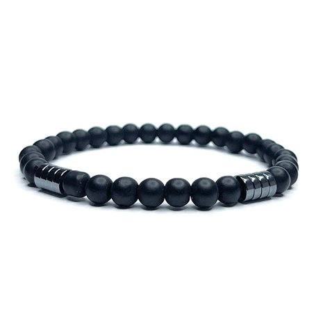 Felicidade Bracelet Homme Obsidienne Noire & Hématite – Perles Naturelles 6mm – Énergie & Protection – Bijou Élégant – Lithothér