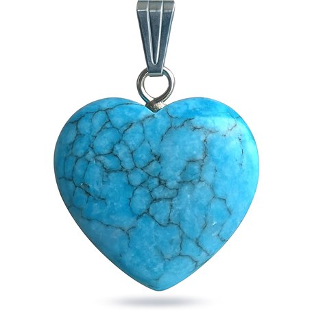 Felicidade Pendentif Cœur en Turquoise Naturelle - Bijou Élégant et Apaisant en Pierre Semi-Précieuse Cadeau Énergétique