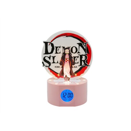 TEKNOFUN - - Licence Officiel Demon Slayer - Réveil Lumineux NEZUKO 20 cm - 2 Modes d'éclairage - Fonctionne avec 3 x AAA/Câble