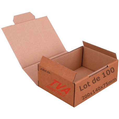 JECO - Lot de 100 boîtes postales d'expédition brunes format 200 x 140 x 75mm en carton