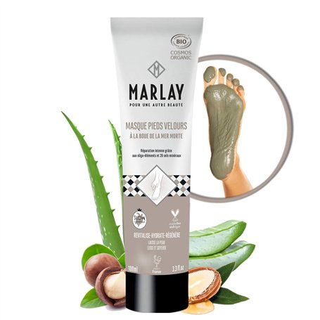 Marlay Cosmetics - Masque Pieds Velours 100 ml - Masque Revitalisant pour les Pieds - À La Boue de la Mer Morte – Peeling Pieds