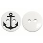 AERZETIX - C65672 - Lot de 10 Boutons à coudre motif "ancre marine" Ø12.5x2.9 mm à 2 trous 20L L20 - couleur: blanc/noir - en pl