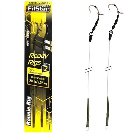 PRO FILSTAR Ronnie Rig N2 Hameçon de pêche à la carpe en fluorocarbone 20 cm