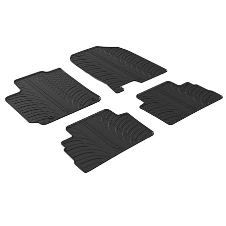 Gledring Set tapis de caoutchouc compatible avec Hyundai Kona 7/2017- excl. Hybrid/EV (T profil 4-pièces + clips de montage)