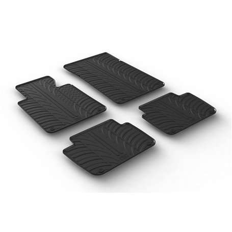 Gledring Set tapis de caoutchouc compatible avec BMW 3-Serie E46 1998-2005 (T profil 4-pièces + clips de montage)