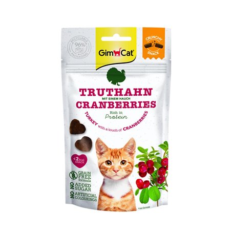GimCat Crunchy Snacks Dinde aux canneberges - Friandise pour Chat croustillante et Riche en protéines - 1 Sachet (1 x 50 g)