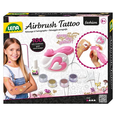Lena 42443 - Airbrush Tattoo Studio avec 100 pochoirs et 4 Couleurs pailletées