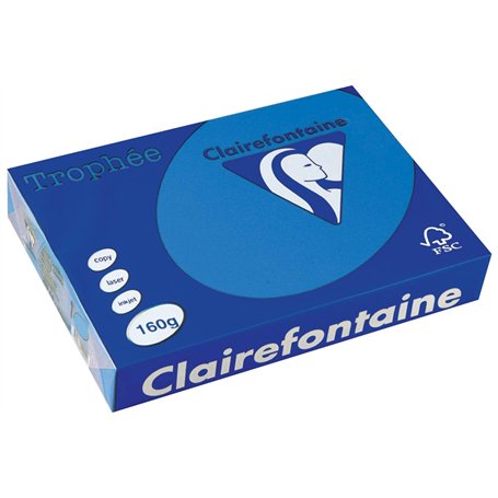 Clairefontaine Trophee Ramette de 250 feuilles papier couleur 160 g A4 Bleu turquoise