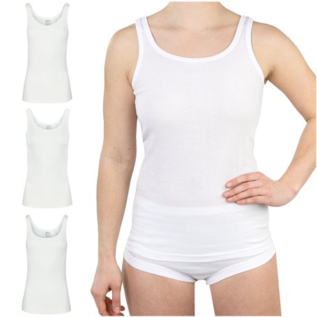 SES Lot de 3 maillots de corps pour femme en 100 % coton