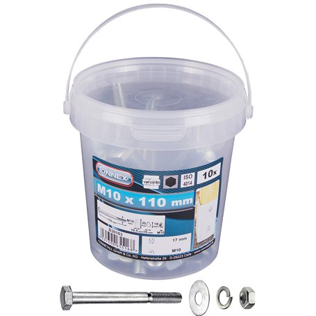 Connex B30163 Vis à tête hexagonaux M10 x 110 galvanisés 10 g