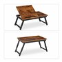 Relaxdays Support de Tablette pour lit & canapé, Mini Table Pliante, Bambou, réglable en Hauteur, Marron foncé - Noir