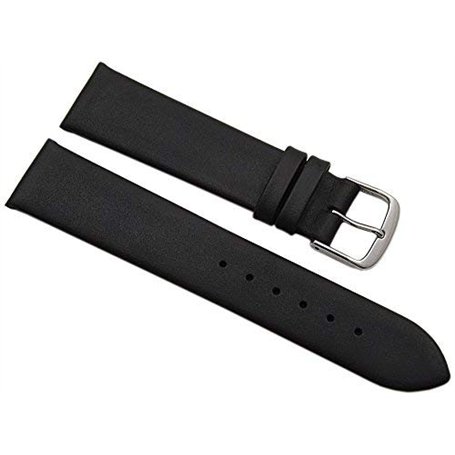 myledershop 20mm Cuir de Veau Bracelet de Montre Made in Germany en Noir avec Boucle en Argent MJ-Design-Germany INCL Instructio