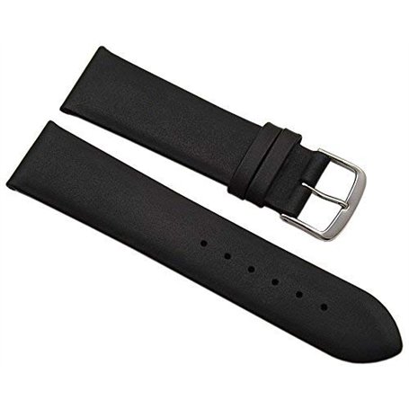 myledershop 22mm Cuir de veau bracelet de montre Made in Germany en noir avec boucle en argent MJ-Design-Germany incl instructio