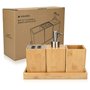 Navaris Set Accessoires Salle de Bain - 4X Accessoire pour Salle de Bain en Bambou - Porte-Brosse à dent - Distributeur de Savon