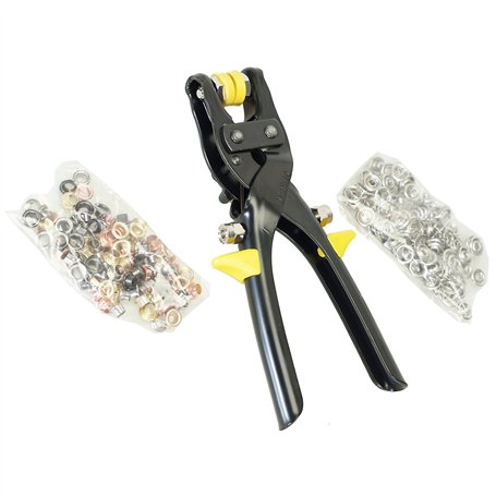 Alkan Pince 2 en 1 bouton pression et pince à œillets (Kit installation) avec œillets multicolores de 5 mm de diamètre du trou e